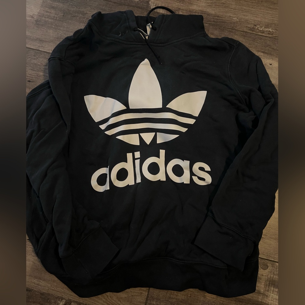 Adidas Black Sweatshirt with White Trefoil Logo